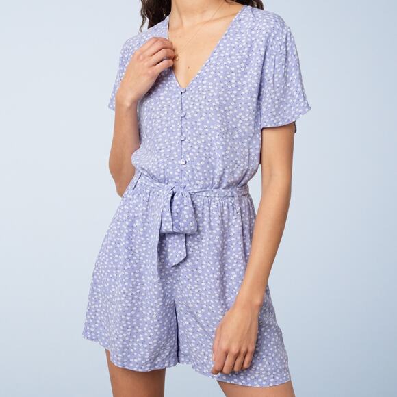 Rails Pants - Rails Sophia Sky Blue Daisies Ditsy Floral Romper Coastal Vacation Medium